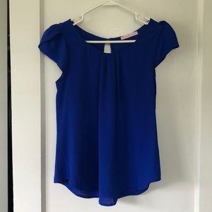 Royal Blue Semi-shear Short Sleeve Blouse